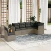 Image de vidaXL Salon de jardin 6 pcs avec coussins gris résine tressée