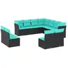 Image de Vidaxl salon de jardin 11 pcs avec coussins noir résine tressée