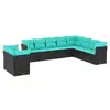 Image de Vidaxl salon de jardin 10 pcs avec coussins noir résine tressée