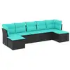 Image de Vidaxl salon de jardin 7 pcs avec coussins noir résine tressée