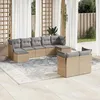 Image de vidaXL Salon de jardin avec coussins 9 pcs beige résine tressée 3218309