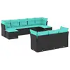 Image de Vidaxl salon de jardin 10 pcs avec coussins noir résine tressée