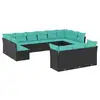 Image de Vidaxl salon de jardin avec coussins 13 pcs noir résine tressée