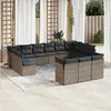 Image de vidaXL Salon de jardin avec coussins 13 pcs gris résine tressée 3218450