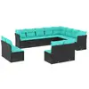 Image de Vidaxl salon de jardin avec coussins 12 pcs noir résine tressée