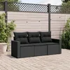 Image de vidaXL Salon de jardin 3 pcs avec coussins noir résine tressée 3218645