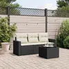 Image de vidaXL Salon de jardin 4 pcs avec coussins noir résine tressée 3218656