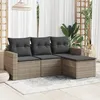 Image de vidaXL Salon de jardin 4 pcs avec coussins gris résine tressée 3218860