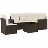 Image de Salon De Jardin Avec Coussins 6 Pcs Marron Résine Tressée Vidaxl