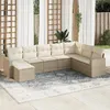 Image de vidaXL Salon de jardin avec coussins 8 pcs beige résine tressée 3219348