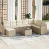 Image de vidaXL Salon de jardin avec coussins 9 pcs beige résine tressée 3219358