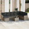 Image de vidaXL Salon de jardin 9 pcs avec coussins gris résine tressée 3219360
