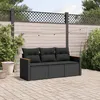 Image de vidaXL Salon de jardin 3 pcs avec coussins noir résine tressée 3225754