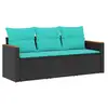 Image de Vidaxl salon de jardin 3 pcs avec coussins noir résine tressée