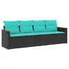 Image de Vidaxl salon de jardin 4 pcs avec coussins noir résine tressée