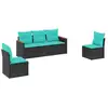 Image de Vidaxl salon de jardin 5 pcs avec coussins noir résine tressée