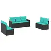 Image de Vidaxl salon de jardin 7 pcs avec coussins noir résine tressée