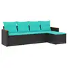 Image de Vidaxl salon de jardin 5 pcs avec coussins noir résine tressée