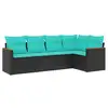 Image de Vidaxl salon de jardin 5 pcs avec coussins noir résine tressée
