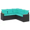 Image de Vidaxl salon de jardin 5 pcs avec coussins noir résine tressée