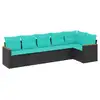 Image de Vidaxl salon de jardin 6 pcs avec coussins noir résine tressée