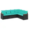 Image de Vidaxl salon de jardin 6 pcs avec coussins noir résine tressée
