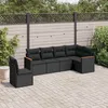 Image de vidaXL Salon de jardin 6 pcs avec coussins noir résine tressée 3226013