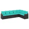 Image de Vidaxl salon de jardin 7 pcs avec coussins noir résine tressée