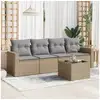 Image de Vidaxl salon de jardin avec coussins 5 pcs beige résine tressée