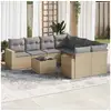 Image de Salon de jardin avec coussins 9 pcs beige résine tressée