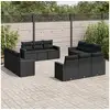 Image de Salon de jardin 12 pcs avec coussins noir résine tressée