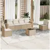 Image de Vidaxl salon de jardin avec coussins 7 pcs beige résine tressée