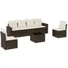 Image de Salon De Jardin Avec Coussins 7 Pcs Marron Résine Tressée Vidaxl