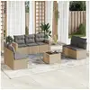 Image de Salon de jardin avec coussins 8 pcs beige résine tressée