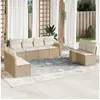 Image de Salon de jardin avec coussins 8 pcs beige résine tressée