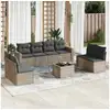 Image de Salon de jardin avec coussins 9 pcs beige résine tressée