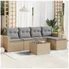 Image de Vidaxl salon de jardin avec coussins 6 pcs beige résine tressée