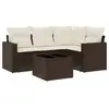Image de Vidaxl salon de jardin avec coussins 5 pcs marron résine tressée