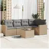 Image de Salon de jardin avec coussins 6 pcs beige résine tressée
