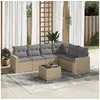 Image de Salon de jardin avec coussins 7 pcs beige résine tressée