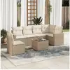 Image de Salon de jardin avec coussins 7 pcs beige résine tressée
