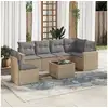 Image de Salon de jardin avec coussins 7 pcs beige résine tressée