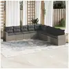 Image de Salon de jardin 9 pcs avec coussins gris résine tressée