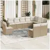 Image de Vidaxl salon de jardin avec coussins 10 pcs beige résine tressée