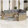 Image de Vidaxl salon de jardin 11 pcs avec coussins beige résine tressée