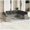 Image de Salon de jardin 9 pcs avec coussins gris clair résine tressée