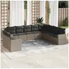 Image de Vidaxl salon de jardin avec coussins 10 pcs gris résine tressée