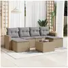 Image de Salon de jardin avec coussins 7 pcs beige résine tressée