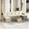 Image de Salon de jardin avec coussins 8 pcs beige résine tressée