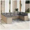Image de Vidaxl salon de jardin avec coussins 9 pcs beige résine tressée